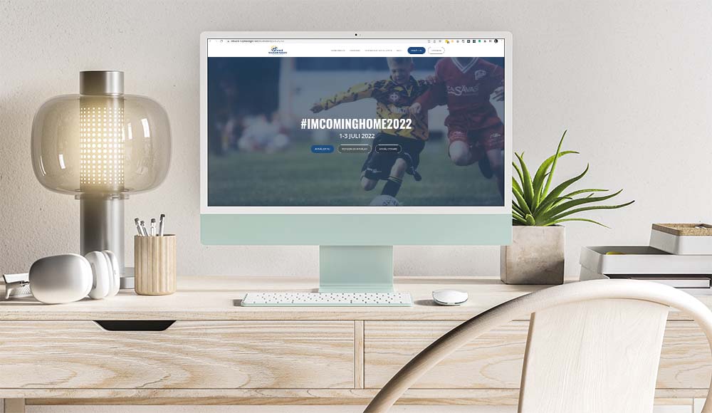 Mockup av en turneringsnettside bygget med Cup Manager